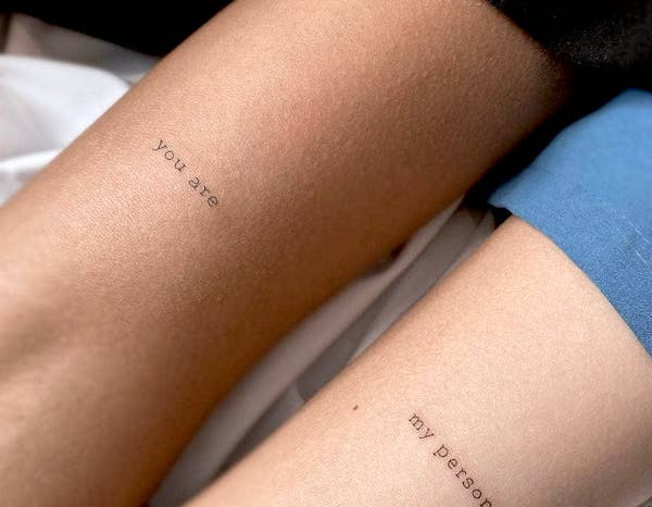 "You are - my person" - matching couple quote tattoos by @1991.ink
