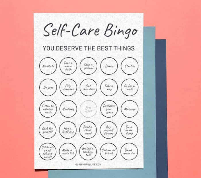 Kostenloses druckbares Self-Care-Bingo-Spiel